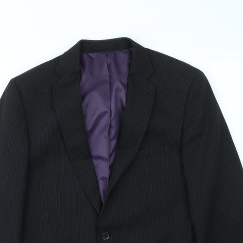 T&W Mens Black Striped  Jacket Blazer Size 38