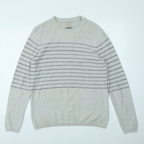 George Mens Grey Striped  Pullover Sweatshirt Size M