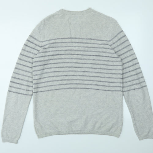 George Mens Grey Striped  Pullover Sweatshirt Size M