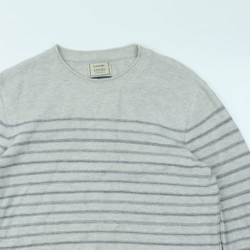 George Mens Grey Striped  Pullover Sweatshirt Size M