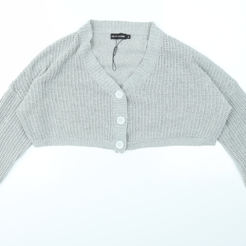 PRETTYLITTLETHING Womens Grey   Cardigan Jumper Size S