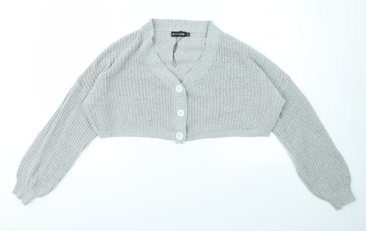 PRETTYLITTLETHING Womens Grey Cardigan Jumper Size S