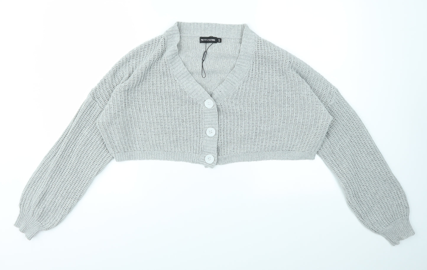 PRETTYLITTLETHING Womens Grey   Cardigan Jumper Size S