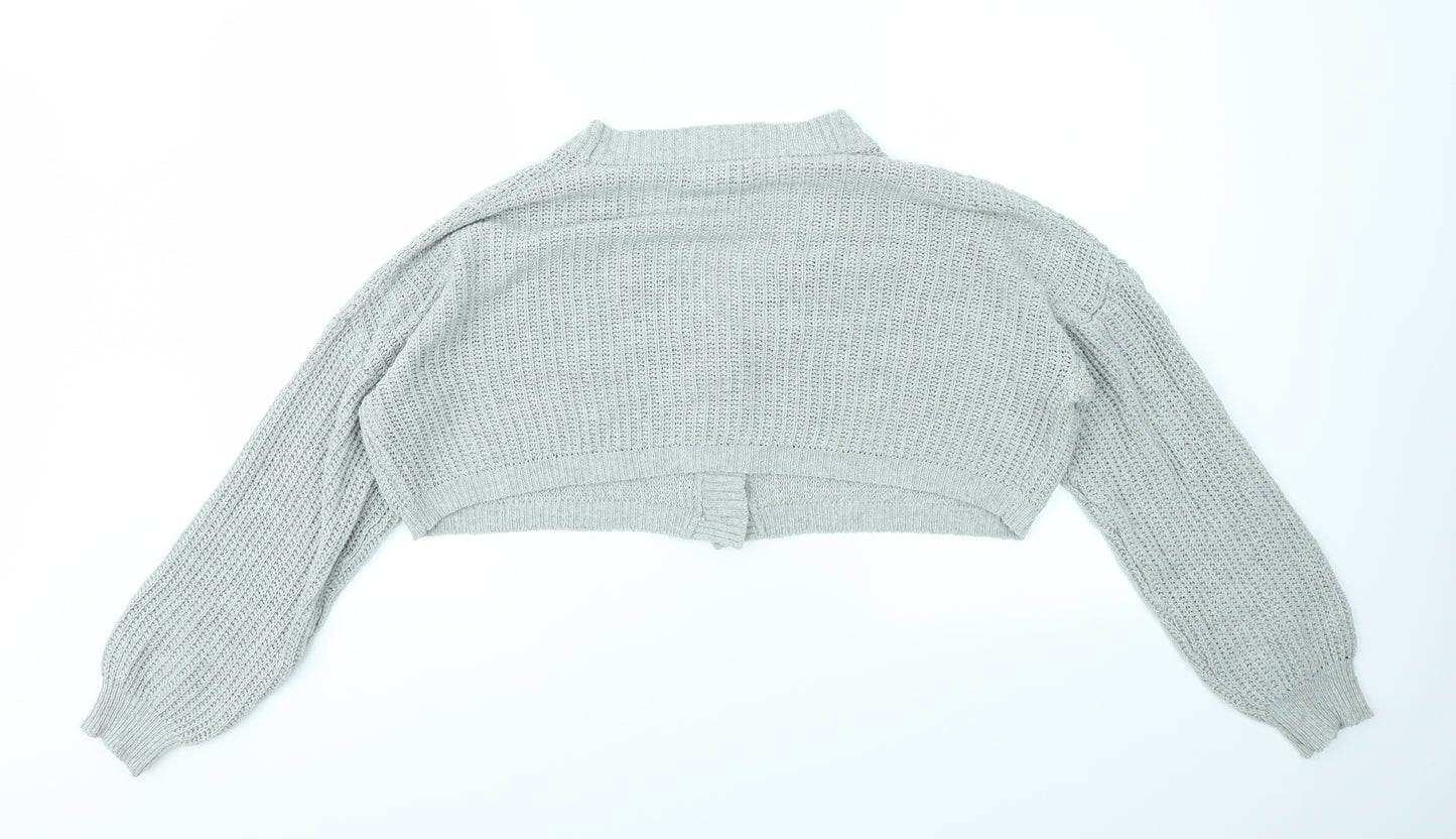 PRETTYLITTLETHING Womens Grey   Cardigan Jumper Size S