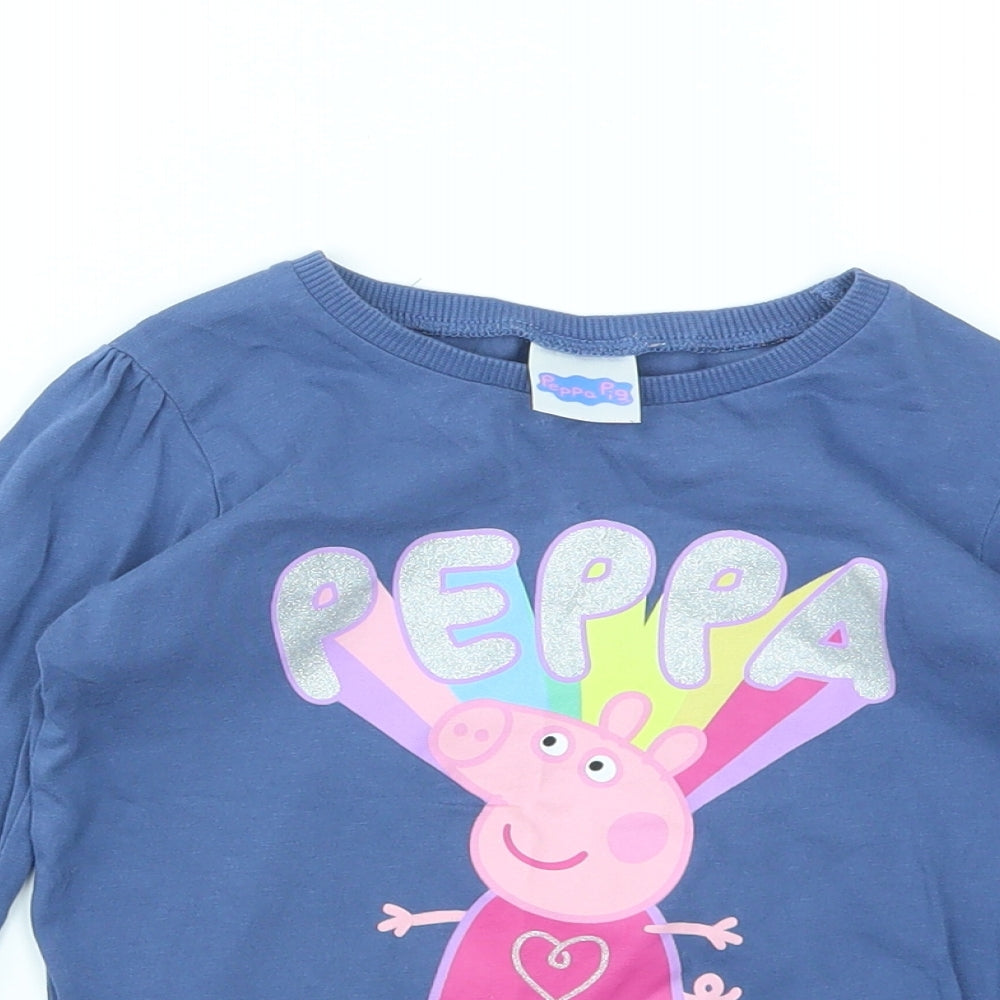 George Girls Blue Animal Print  Basic T-Shirt Size 3-4 Years