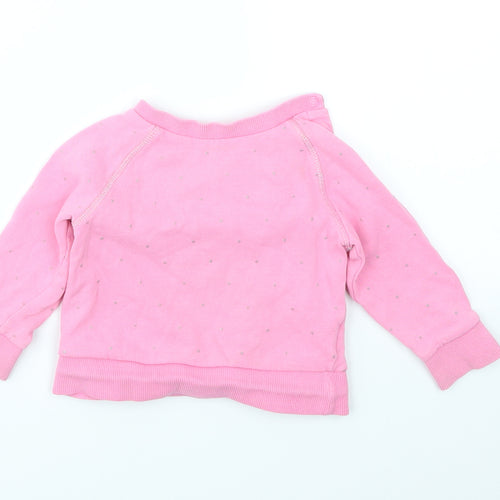 M Girls Pink Polka Dot  Pullover Jumper Size 9-12 Months