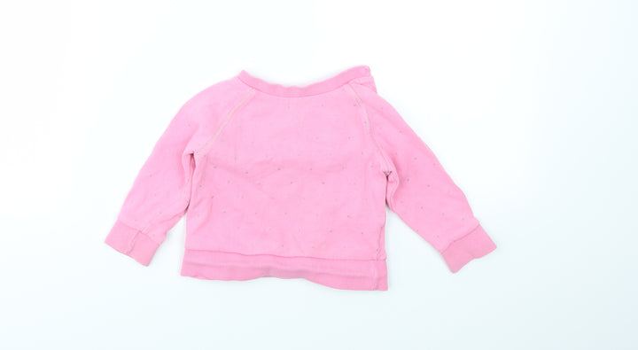 M Girls Pink Polka Dot  Pullover Jumper Size 9-12 Months