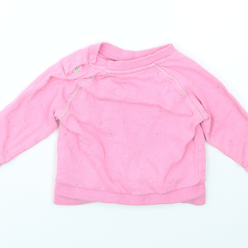 M Girls Pink Polka Dot  Pullover Jumper Size 9-12 Months
