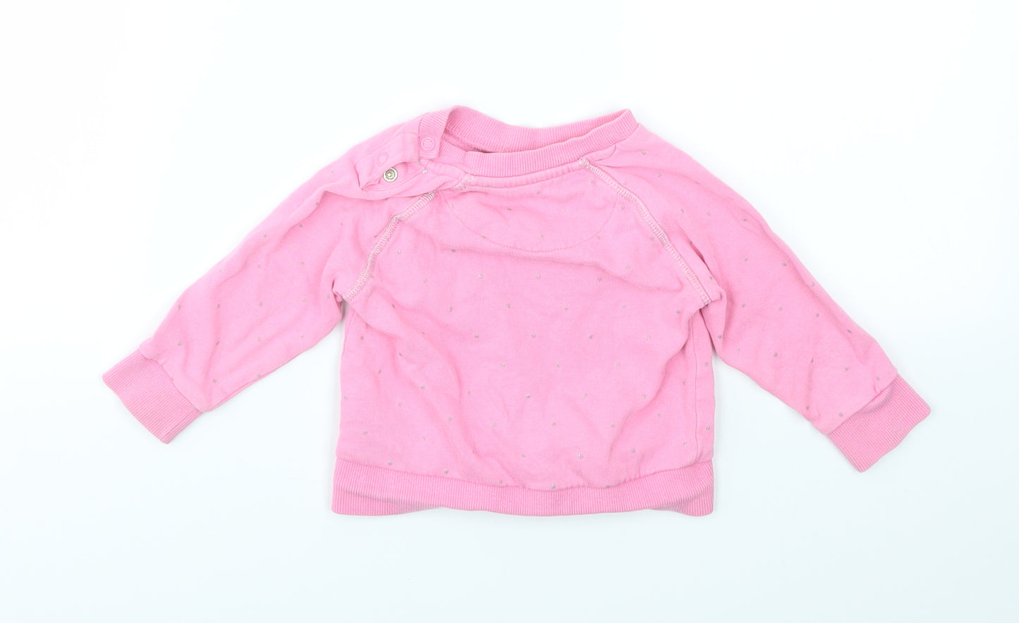 M Girls Pink Polka Dot  Pullover Jumper Size 9-12 Months