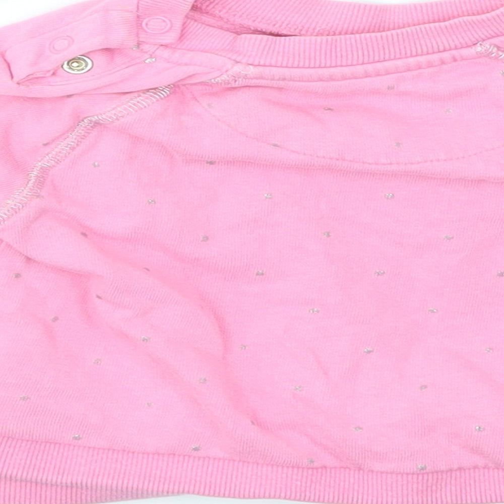 M Girls Pink Polka Dot  Pullover Jumper Size 9-12 Months