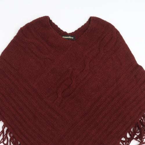 Bluoltre Womens Red  Knit Cape Jumper One Size