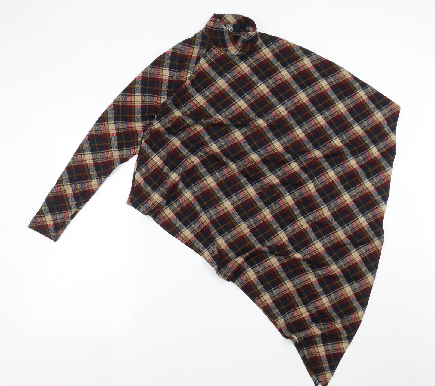 AX Paris Womens Multicoloured Plaid  Pullover Jumper Size 10  - Asymmetric Hem, one sleeve