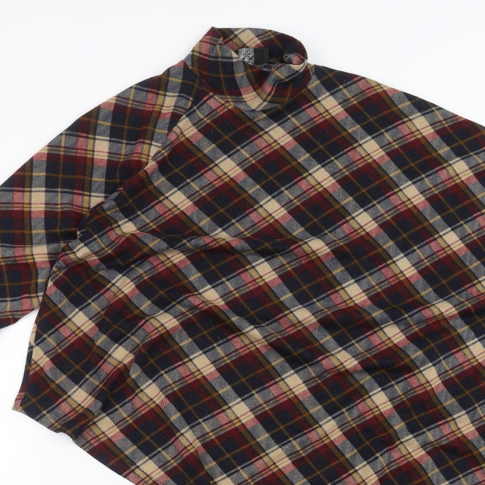 AX Paris Womens Multicoloured Plaid  Pullover Jumper Size 10  - Asymmetric Hem, one sleeve