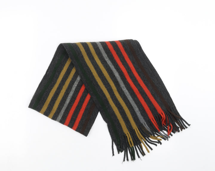 Preworn Mens Grey Striped Scarf One Size
