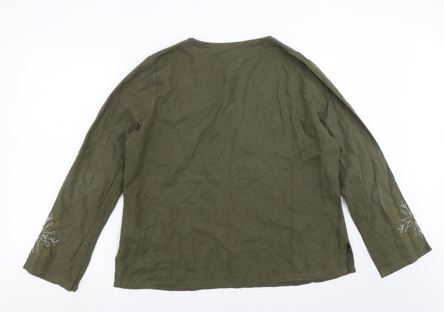 Signiture Experience Womens Green   Basic Blouse Size XL  - Floral embroidery