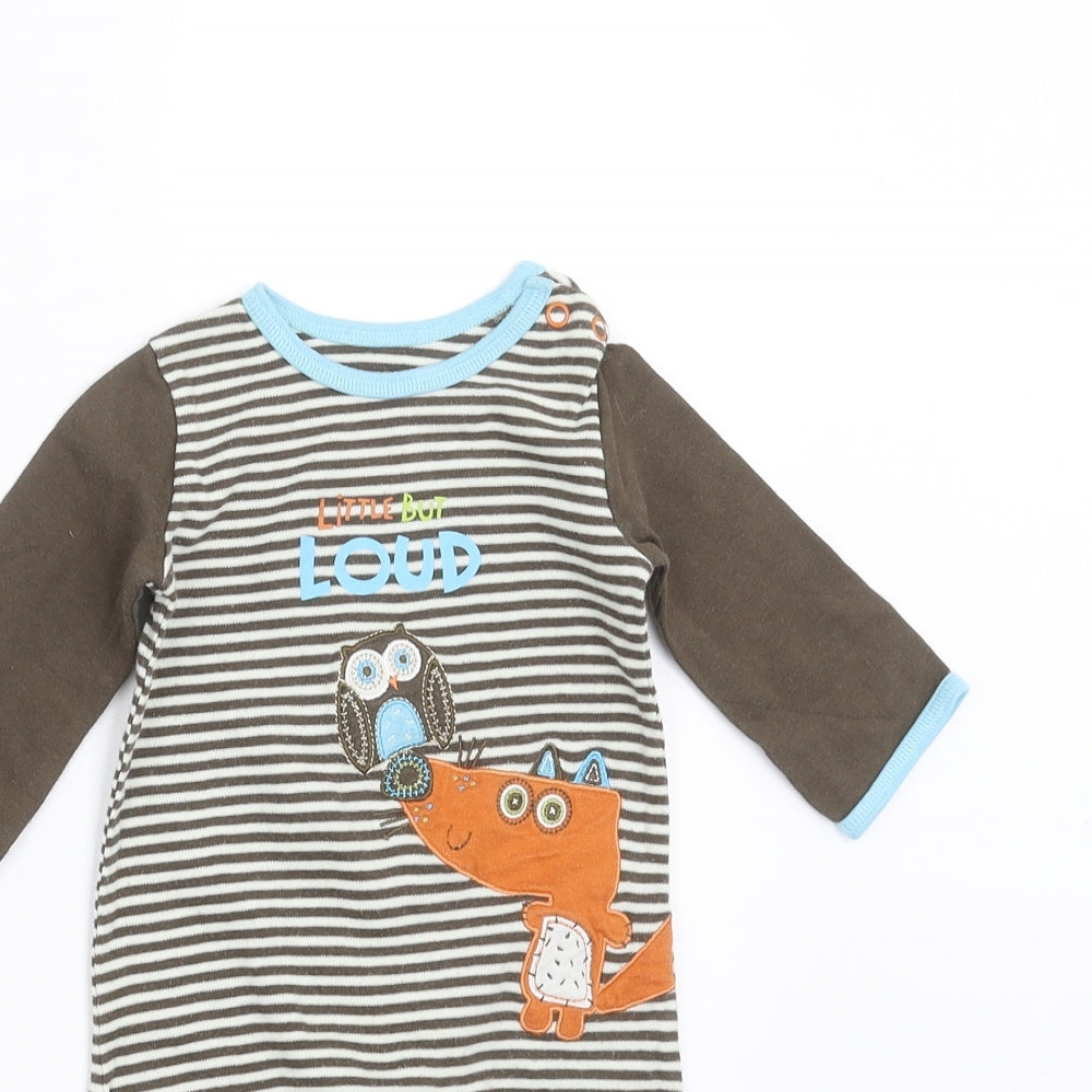 George Baby Green Striped  Babygrow One-Piece Size 0-3 Months  - little But loud