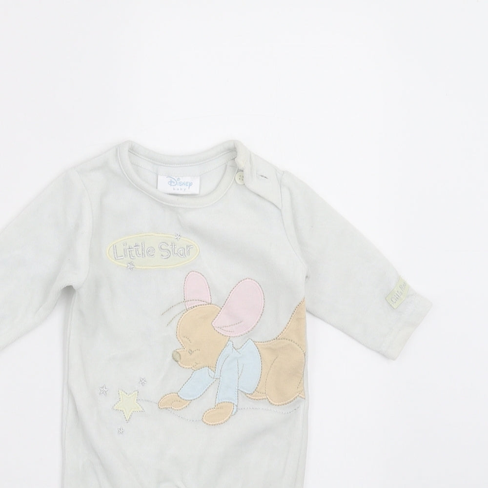 Disney Baby Baby Grey   Babygrow One-Piece Size 0-3 Months  - Winnie The Pooh