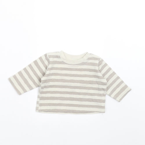 Earlydays Baby Grey Striped  Basic T-Shirt Size 0-3 Months