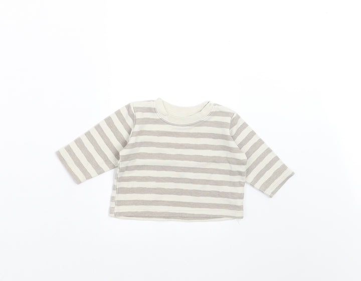 Earlydays Baby Grey Striped  Basic T-Shirt Size 0-3 Months