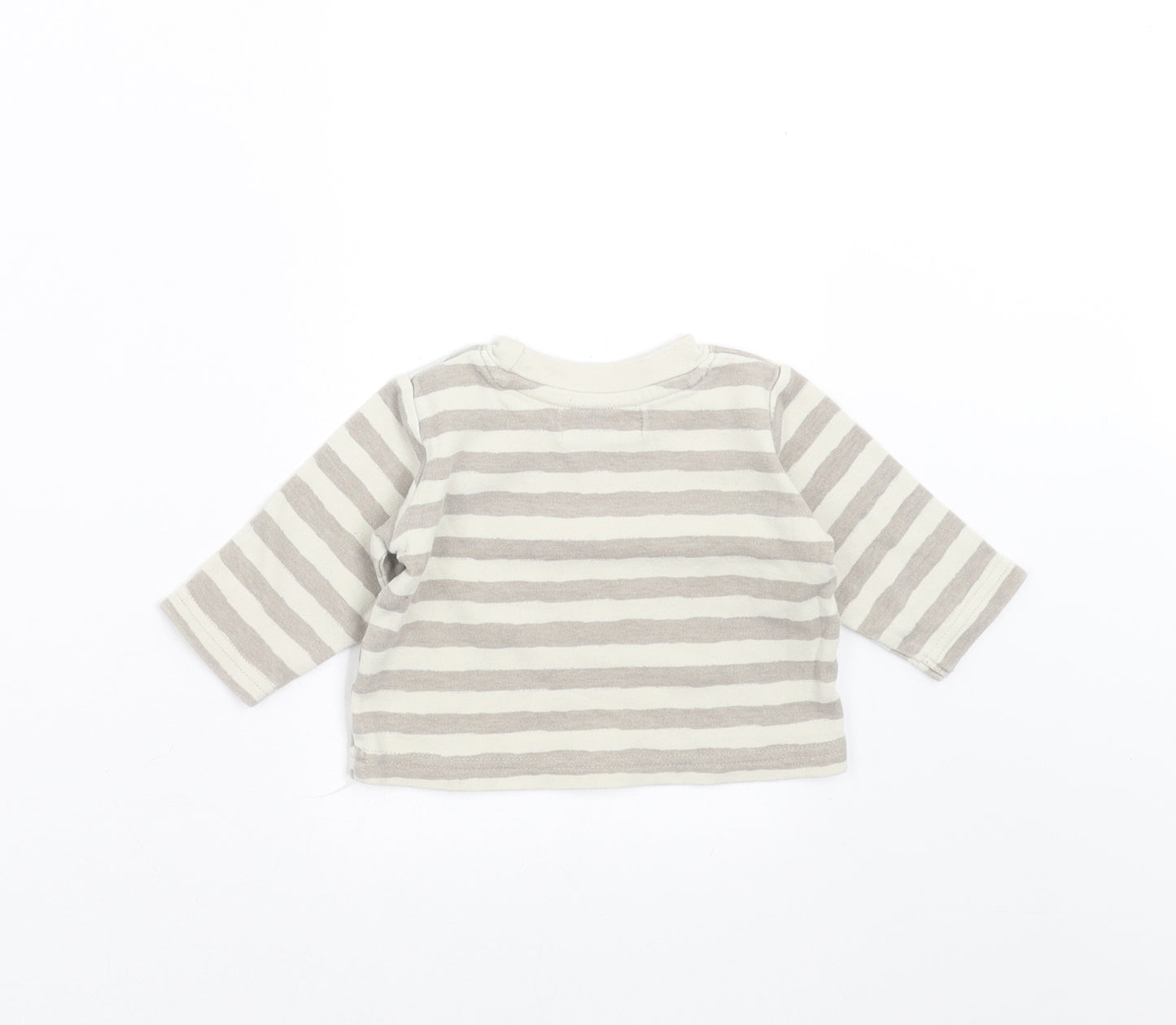 Earlydays Baby Grey Striped  Basic T-Shirt Size 0-3 Months