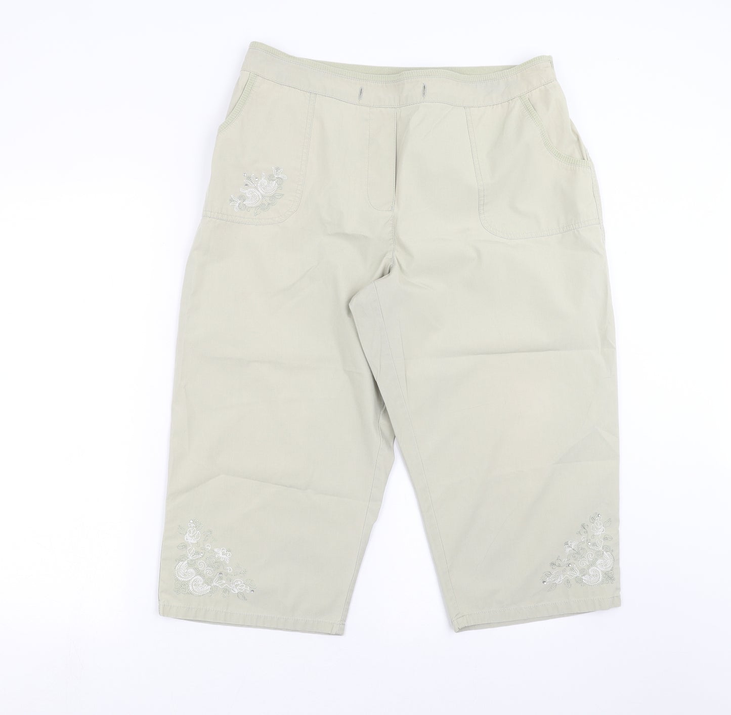 BM Womens Beige   Cropped Trousers Size 16 L20 in