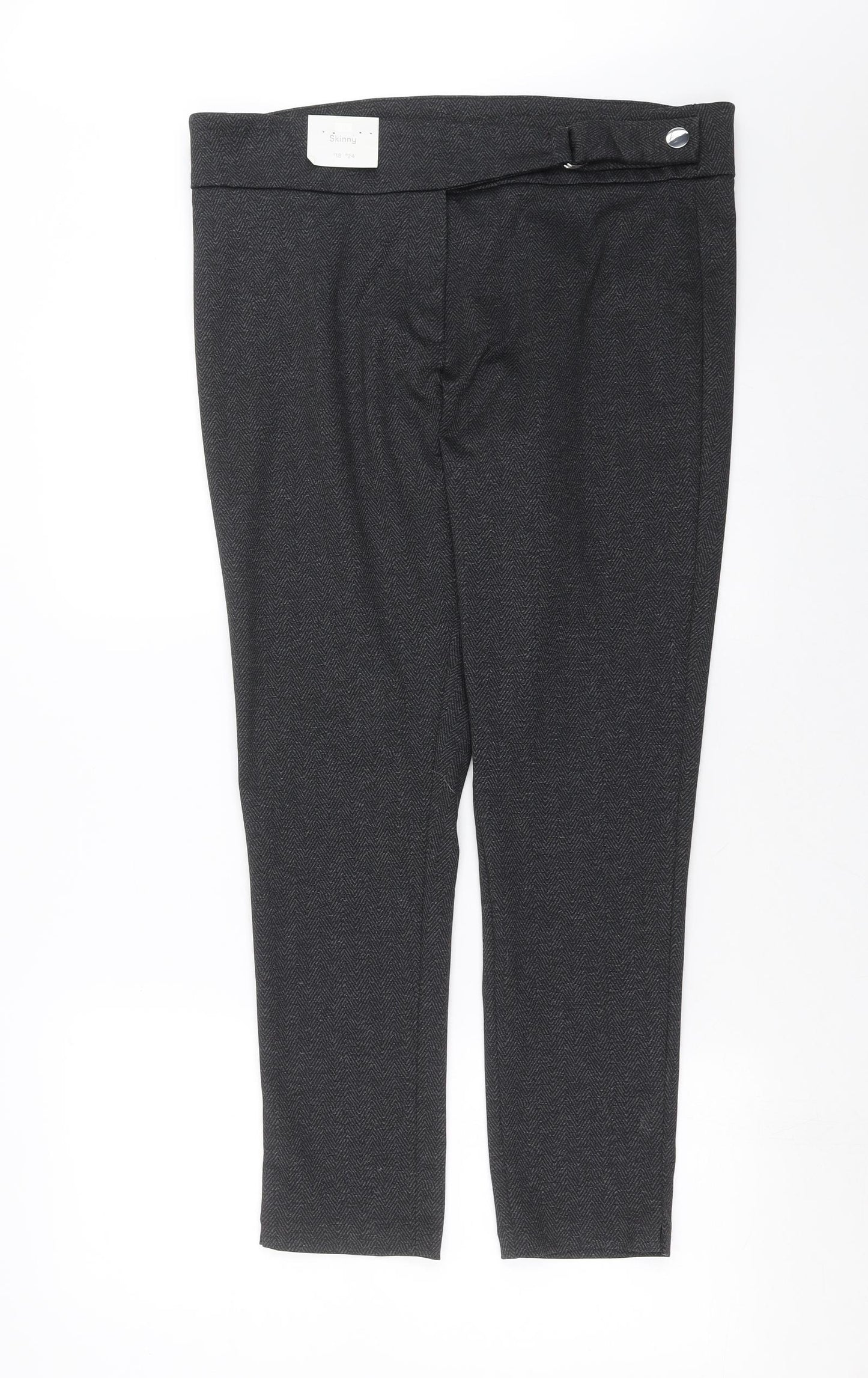F&F Womens Grey Herringbone  Trousers  Size 16 L28 in