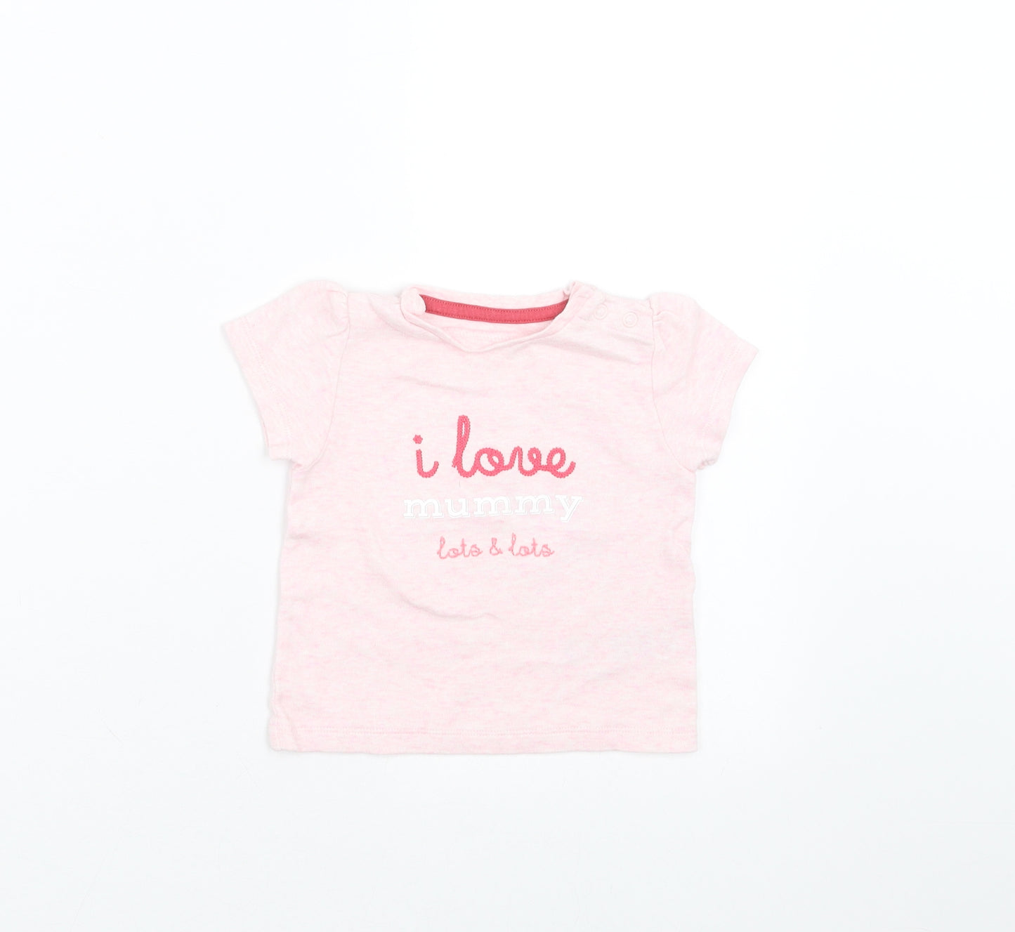 Marks and Spencer Girls Pink   Basic T-Shirt Size 6-9 Months  - I Love Mummy