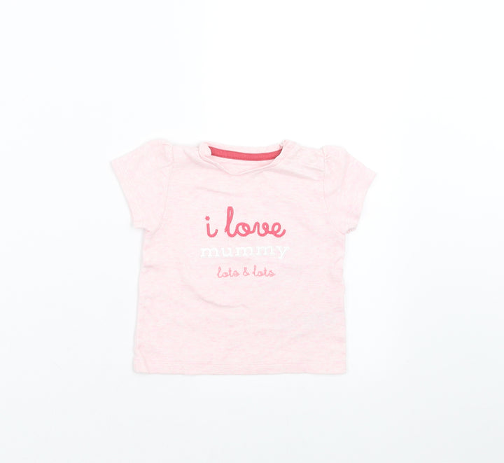 Marks and Spencer Girls Pink   Basic T-Shirt Size 6-9 Months  - I Love Mummy
