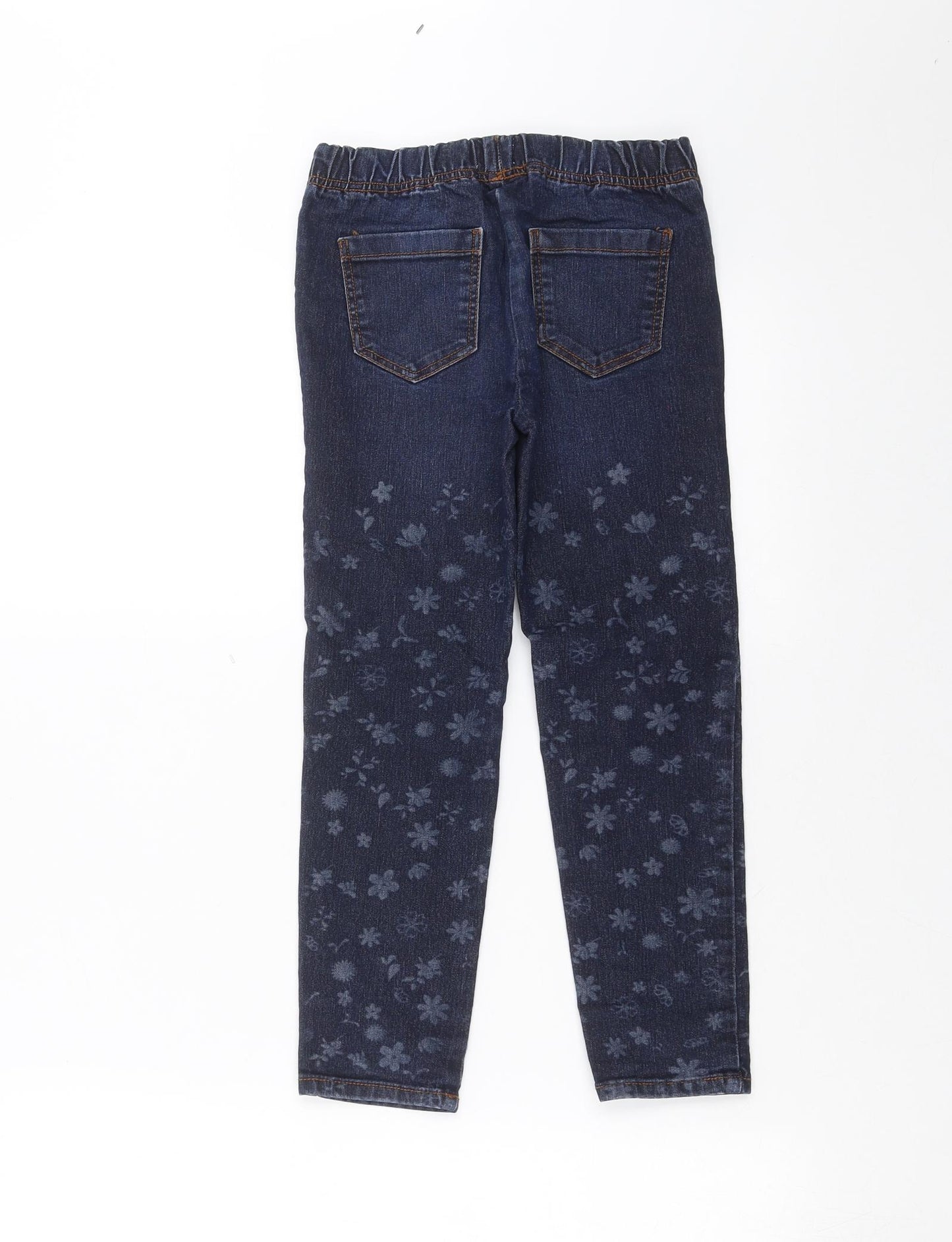Outfit Kids Girls Blue Floral Denim Skinny Jeans Size 5-6 Years