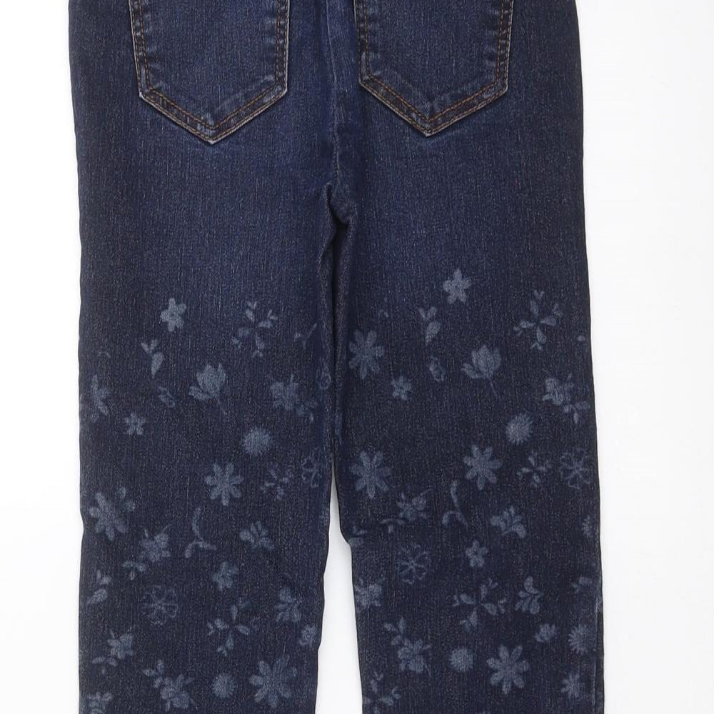 Outfit Kids Girls Blue Floral Denim Skinny Jeans Size 5-6 Years