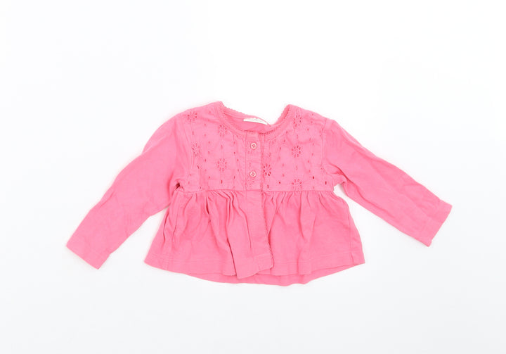 NEXT Girls Pink Floral  Basic T-Shirt Size 6-9 Months