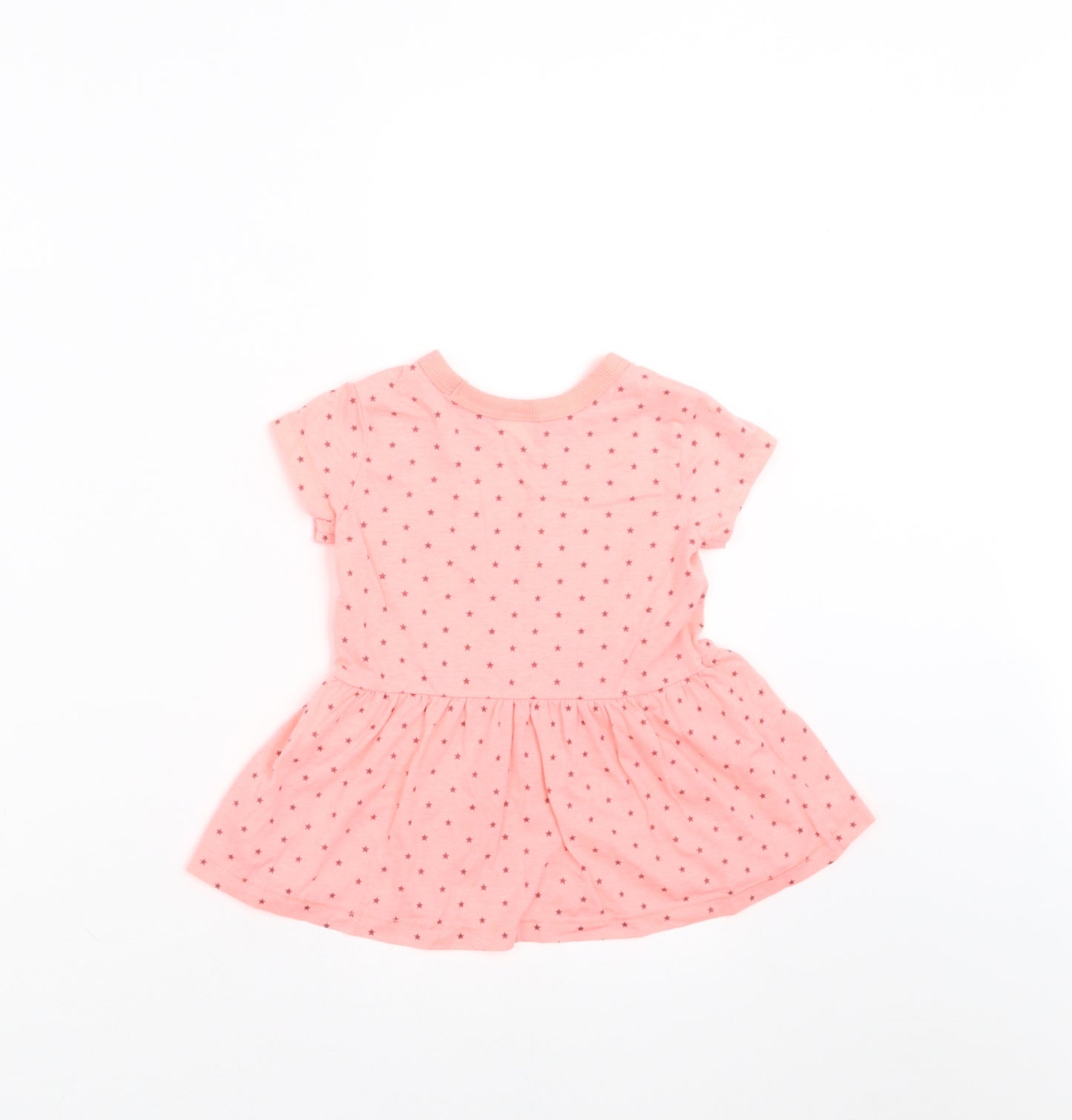 NEXT Girls Orange Geometric  T-Shirt Dress  Size 6-9 Months  - Star Pattern