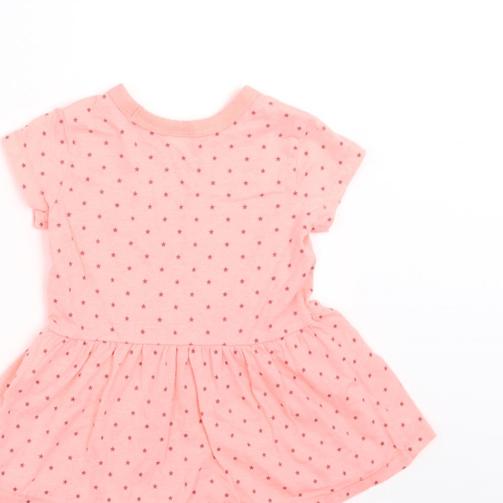 NEXT Girls Orange Geometric  T-Shirt Dress  Size 6-9 Months  - Star Pattern