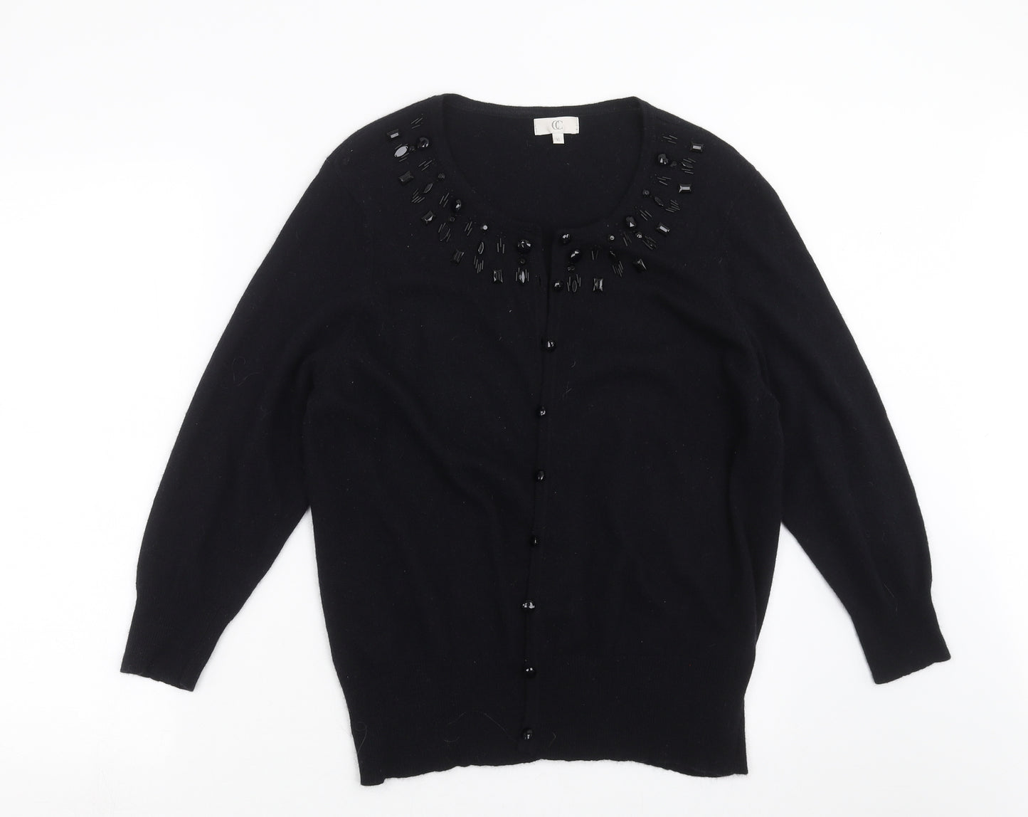 Country Casuals Womens Black  Knit Cardigan Jumper Size XL