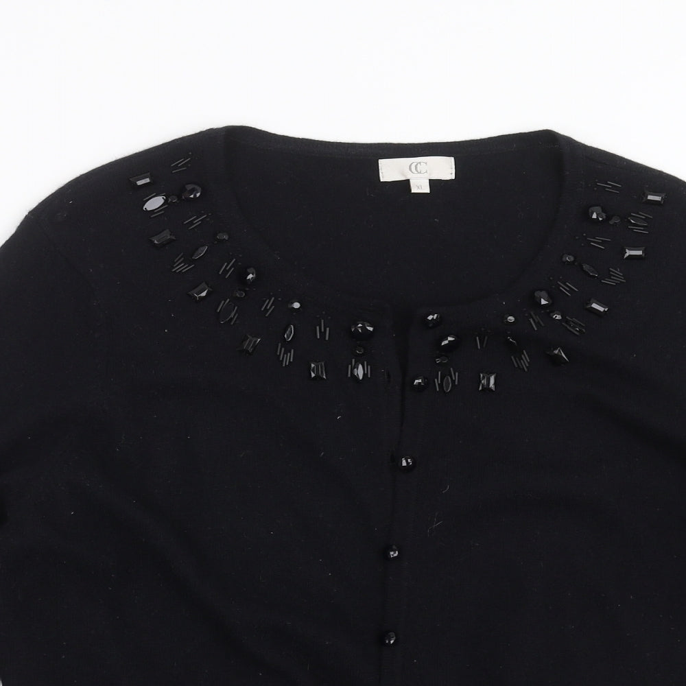 Country Casuals Womens Black  Knit Cardigan Jumper Size XL