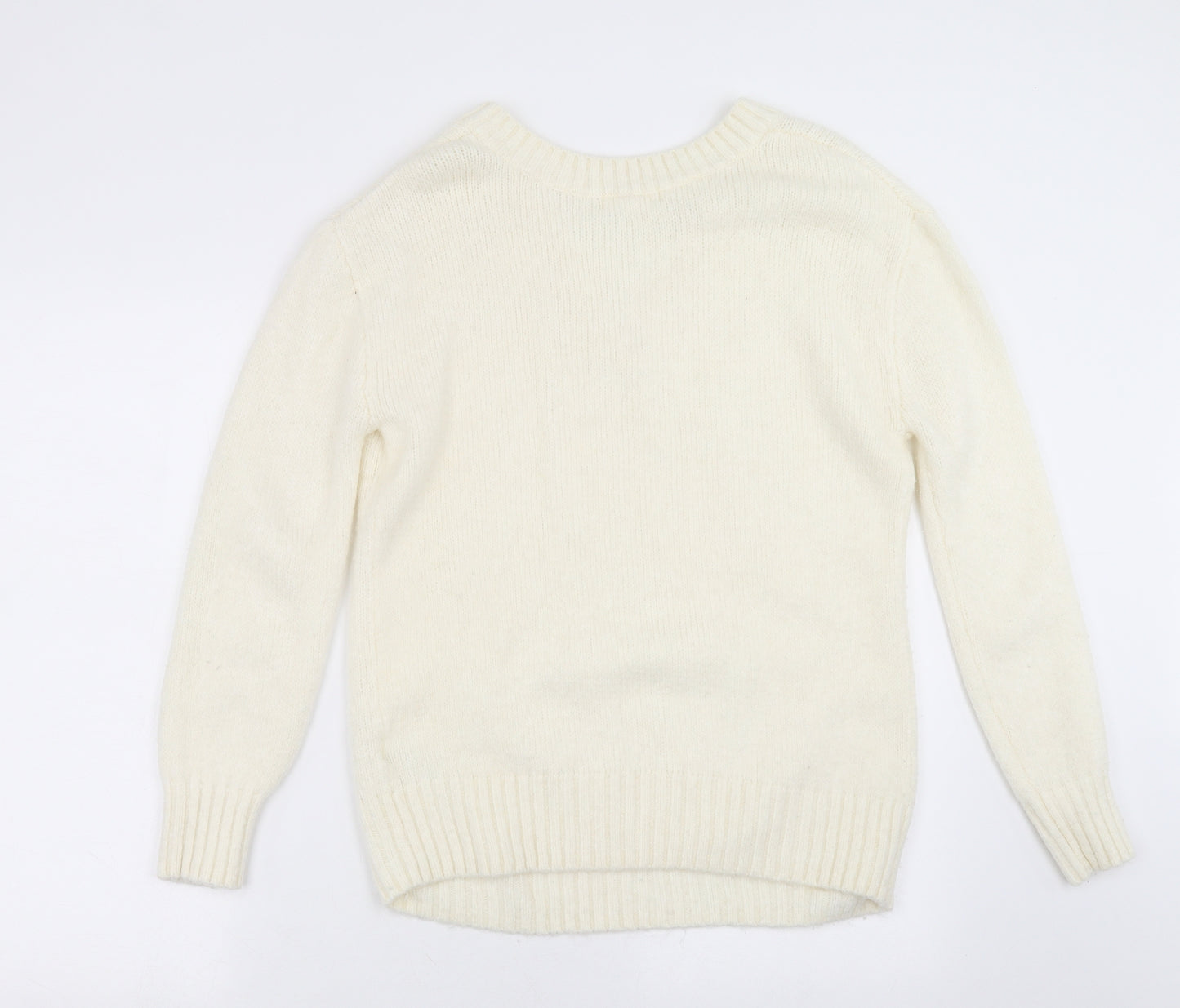H&M Womens Ivory  Knit Pullover Jumper Size XS