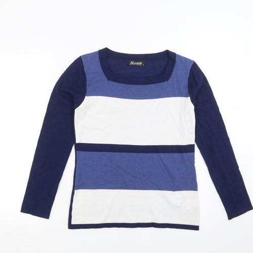 Alexara Womens Blue Striped Knit Pullover Jumper Size S