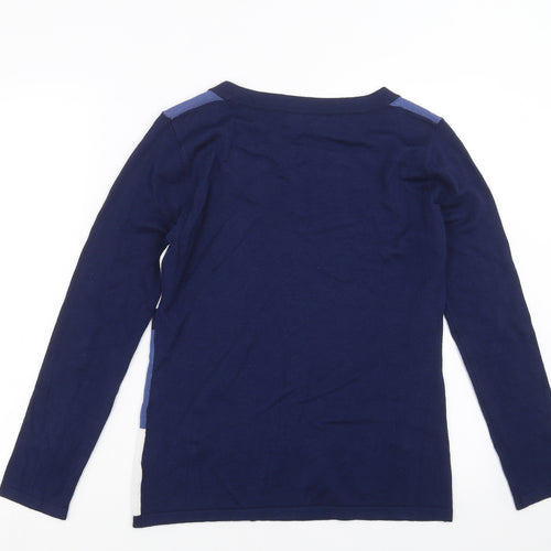 Alexara Womens Blue Striped Knit Pullover Jumper Size S