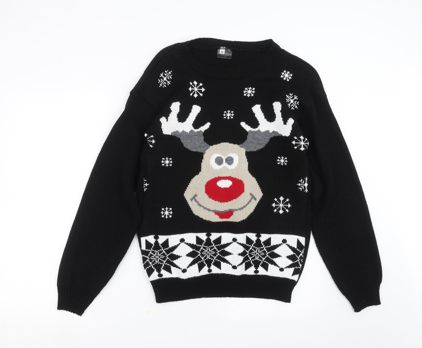 Sapphire Womens Black  Knit Pullover Jumper Size M  - Rudolph Christmas