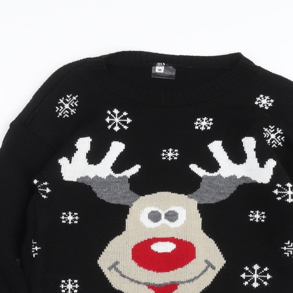 Sapphire Womens Black  Knit Pullover Jumper Size M  - Rudolph Christmas