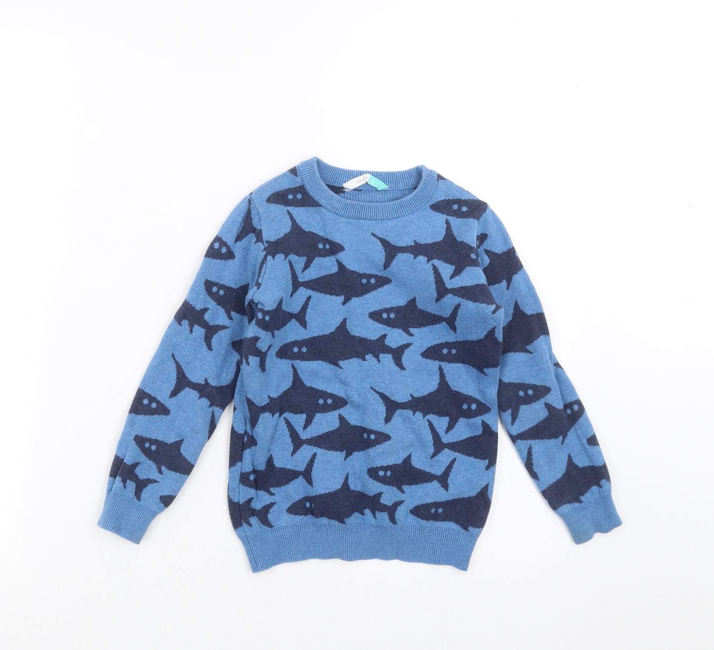 John Lewis Boys Blue  Knit Pullover Jumper Size 6 Years  - shark