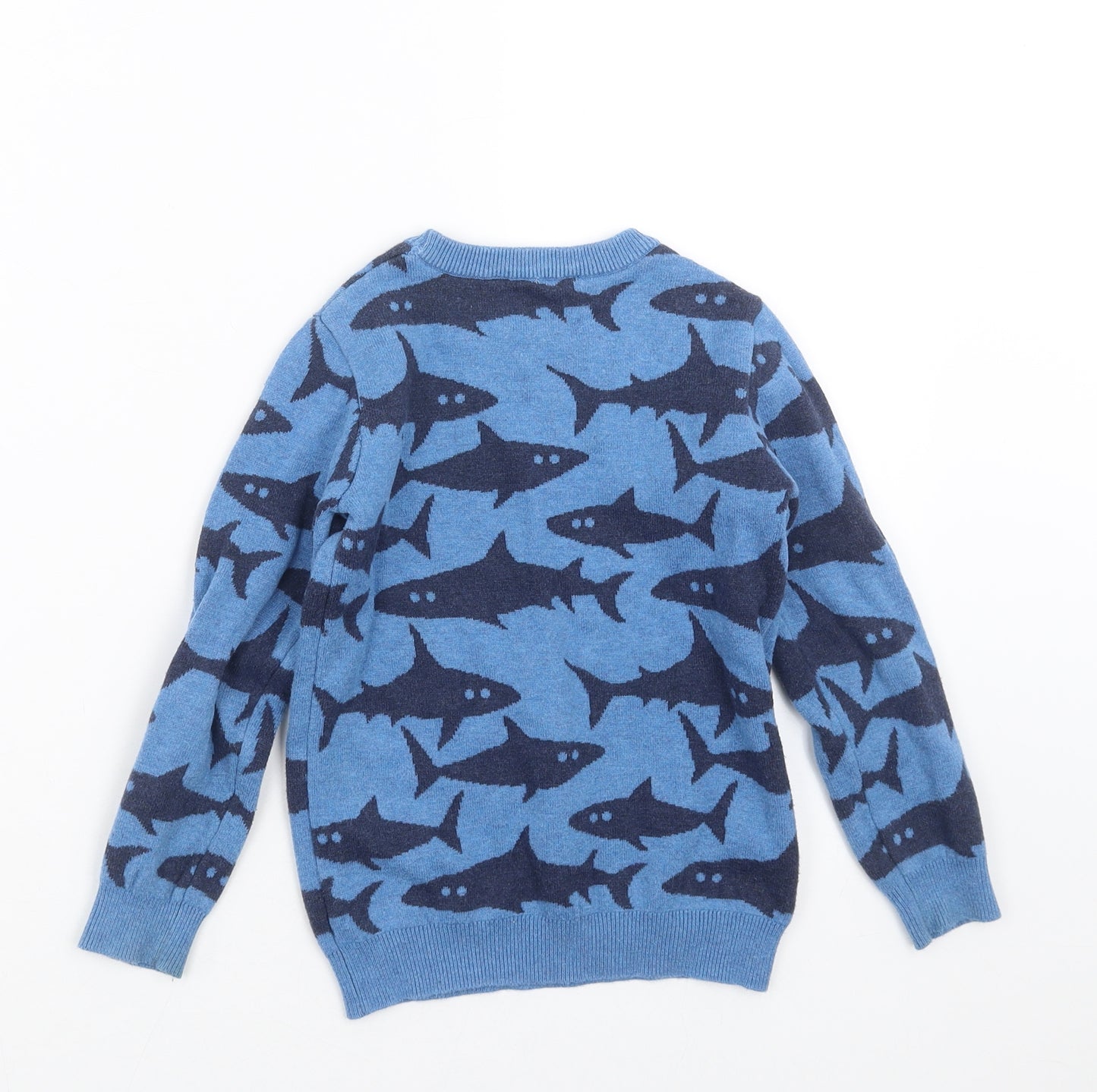 John Lewis Boys Blue  Knit Pullover Jumper Size 6 Years  - shark