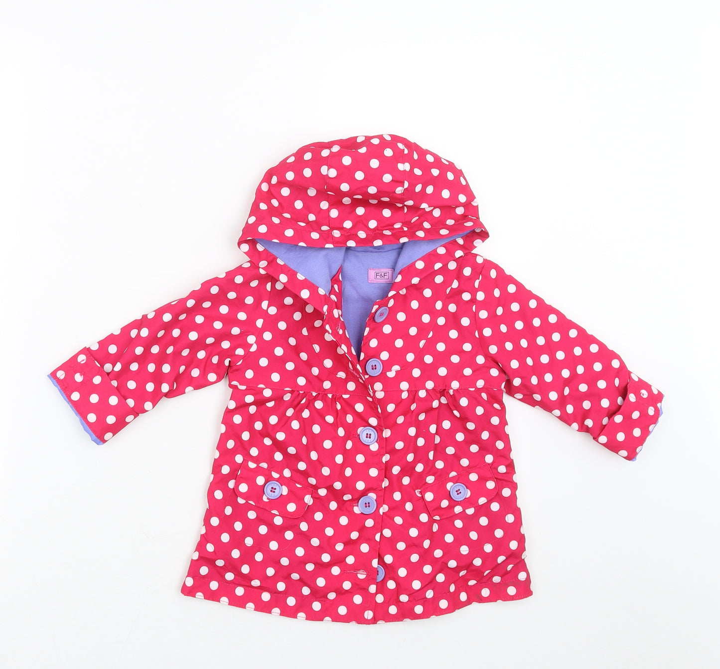 F&F Girls Pink Polka Dot  Jacket  Size 12-18 Months
