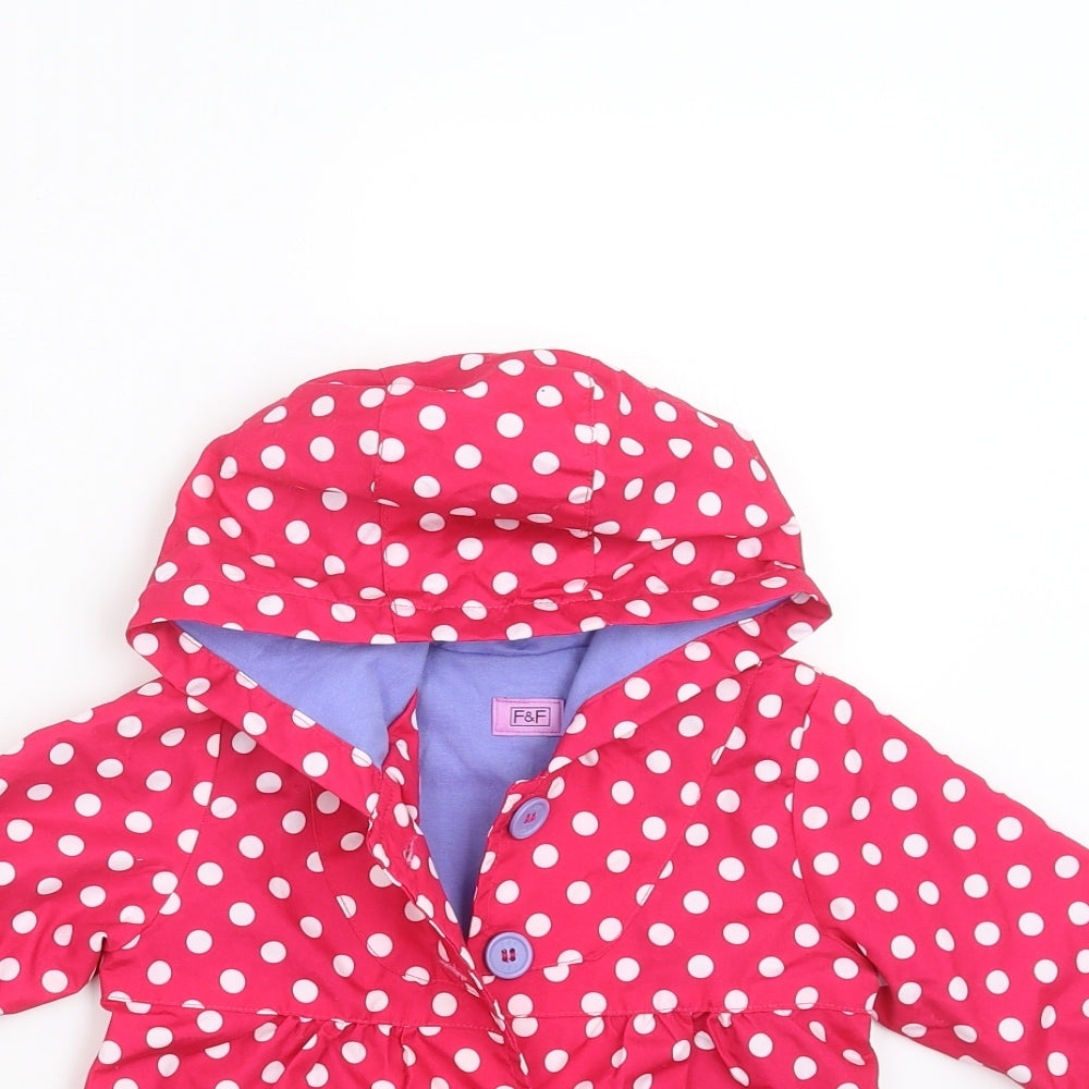 F&F Girls Pink Polka Dot  Jacket  Size 12-18 Months