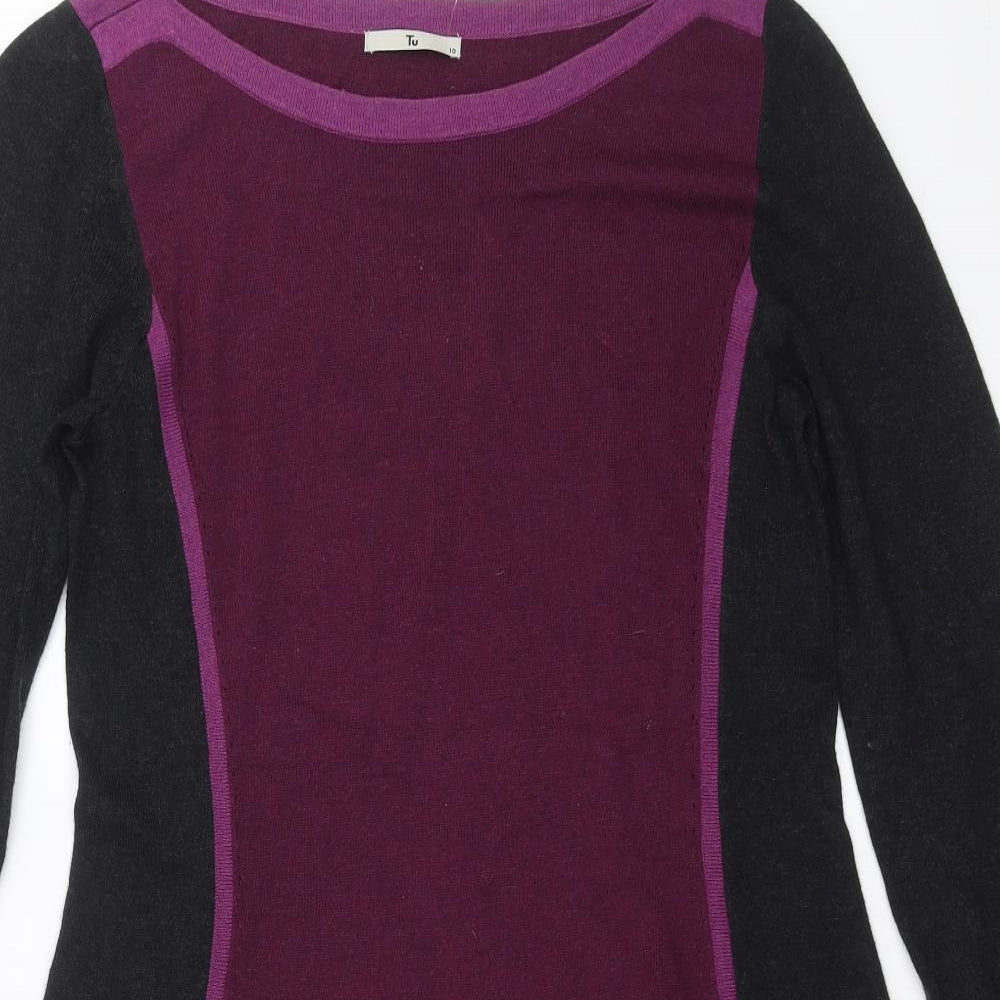 TU Womens Purple  Knit Jumper Dress  Size 10