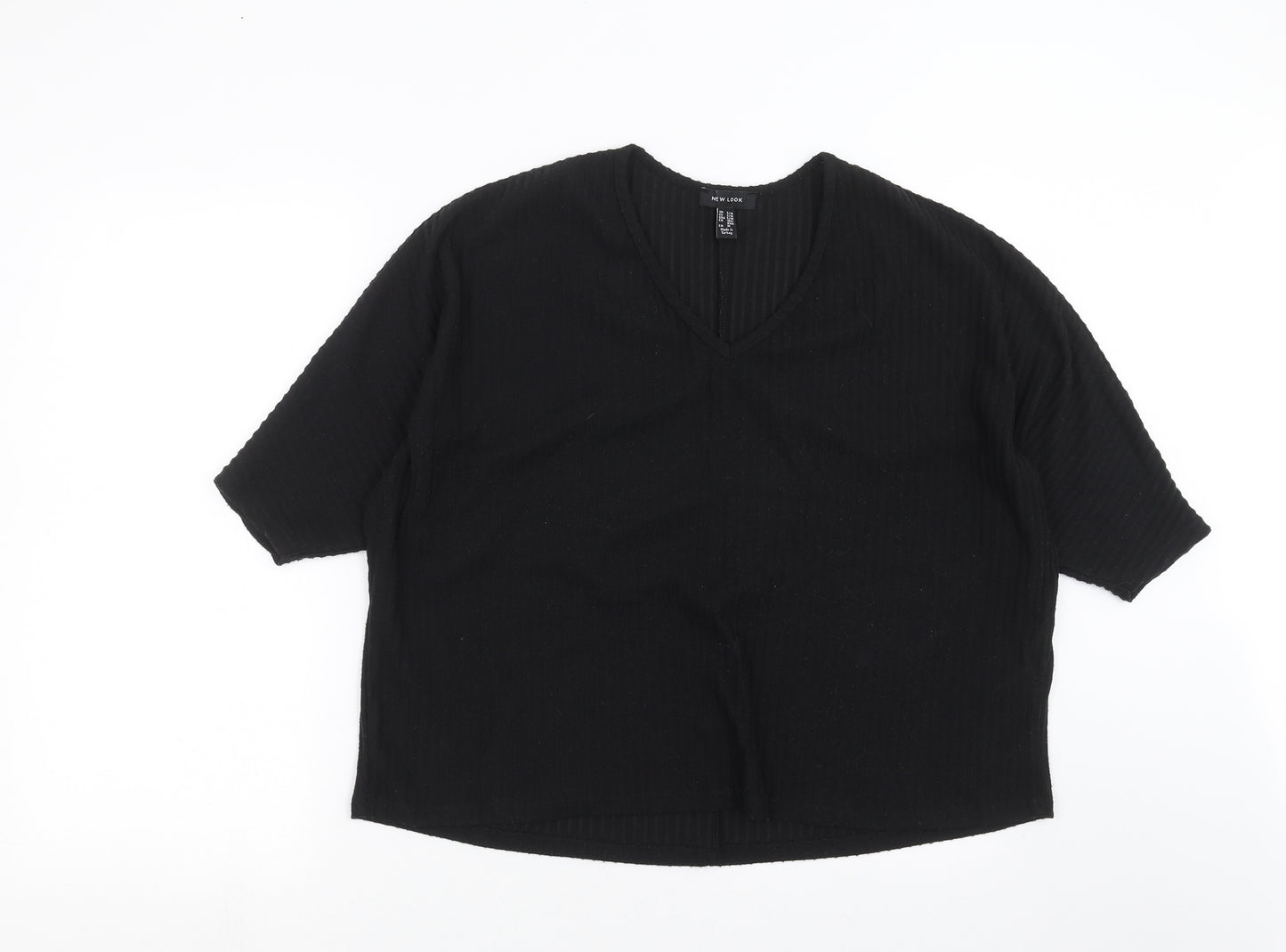 New Look Womens Black Striped  Basic T-Shirt Size S