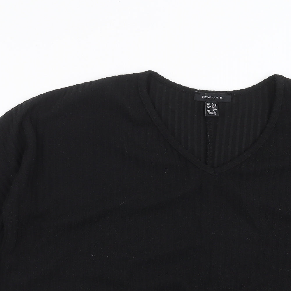New Look Womens Black Striped  Basic T-Shirt Size S