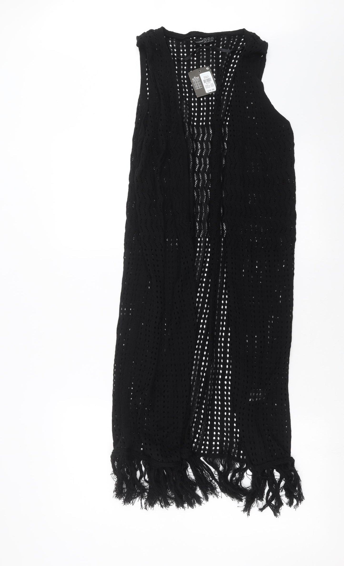 Primark Womens Black Geometric Knit Cardigan Jumper Size 14