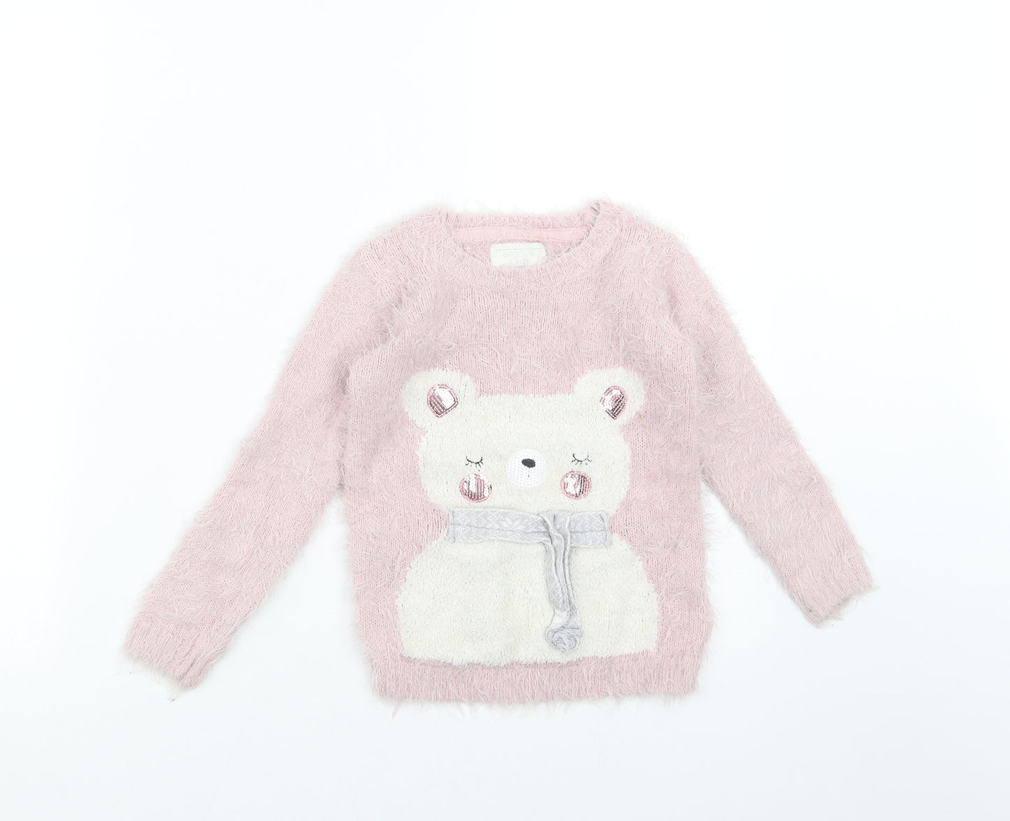 Primark Girls Pink   Pullover Jumper Size 3-4 Years  - bear