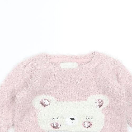 Primark Girls Pink   Pullover Jumper Size 3-4 Years  - bear